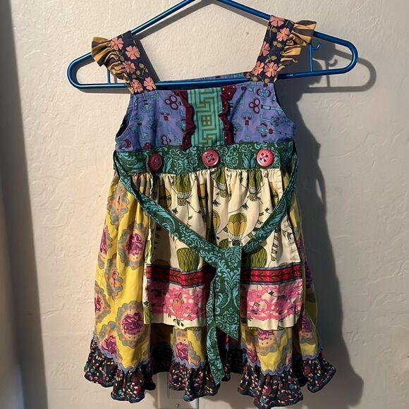 Matilda Jane Paint By Numbers Multi Print Apron Hot Air Balloon Floral Dress - Picture 2 of 9